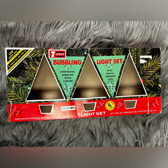 Bubble Lights Christmas Boxed Set Vintage 7 Red Beacon no clips - Picture 4 of 8